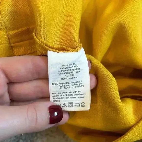 J. Crew Drapey Crepe Faux Wrap Top Yellow Peplum Tie Waist Surplice Blouse 6 - Picture 7 of 7